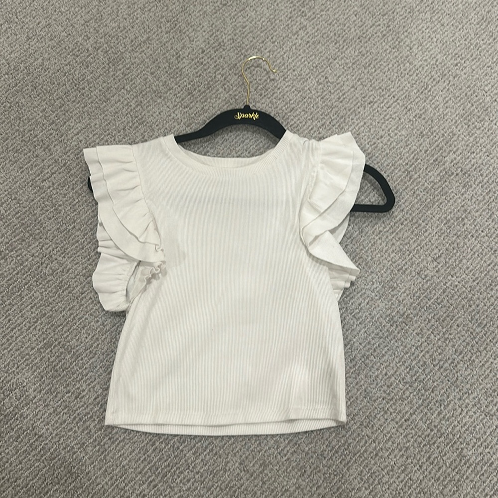 White Zara ruffle sleeve tank top medium